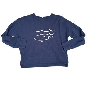 Lyoum Navy Embroidered Long Sleeve Sweatshirt Size Medium